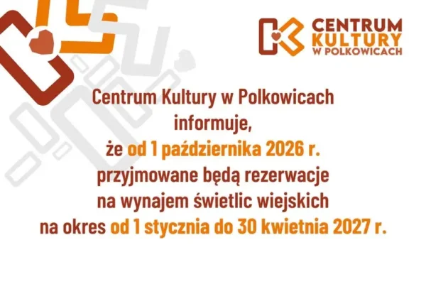 Rezerwacje świetlic wiejskich w gminie Polkowice od 1 października