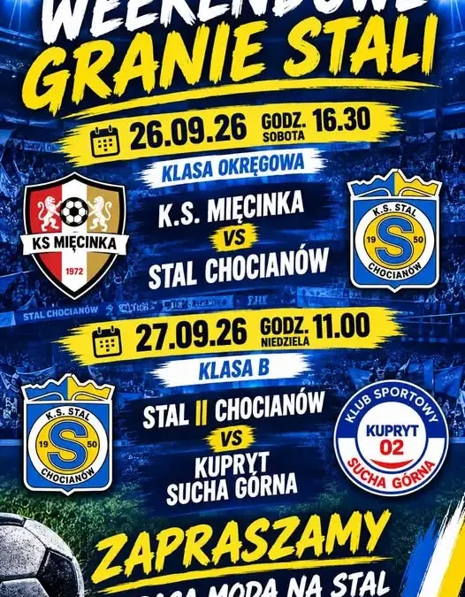 Stal Chocianów gra w weekend dwa mecze – walka o punkty i wyższe miejsce w tabeli