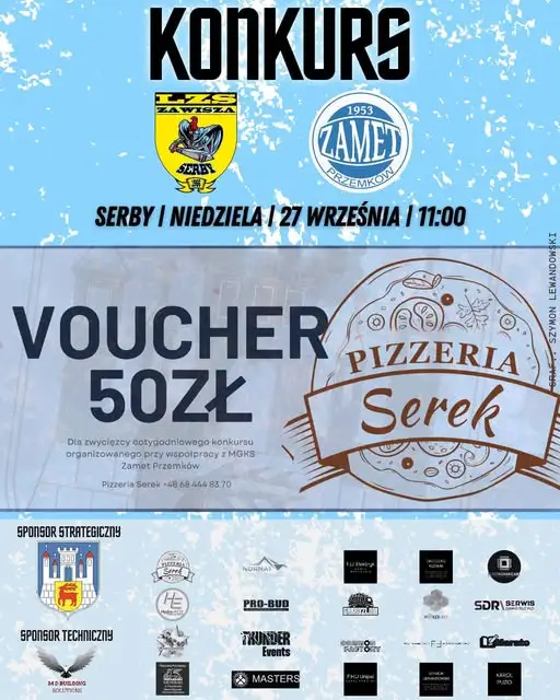 Konkurs #7: Typuj wynik meczu Zawisza Serby – Zamet i wygraj pizzę