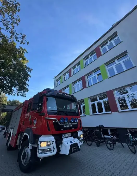 Interwencja strażaków w Zespole Szkół w Przemkowie – usuwanie gniazda owadów błonkoskrzydłych