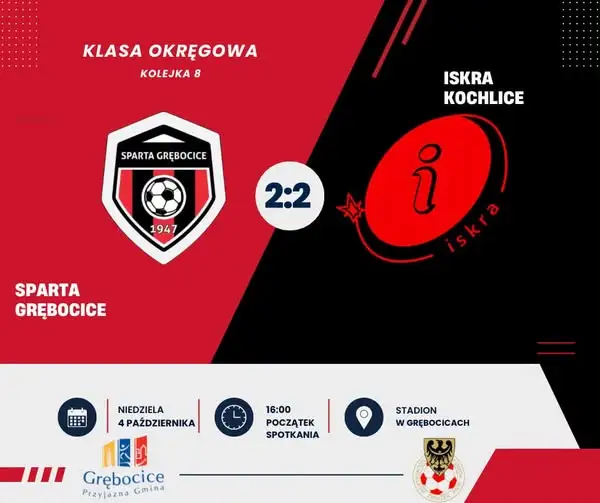 Sparta Grębocice remisuje z Iskrą Kochlice 2:2 po dramatycznej końcówce