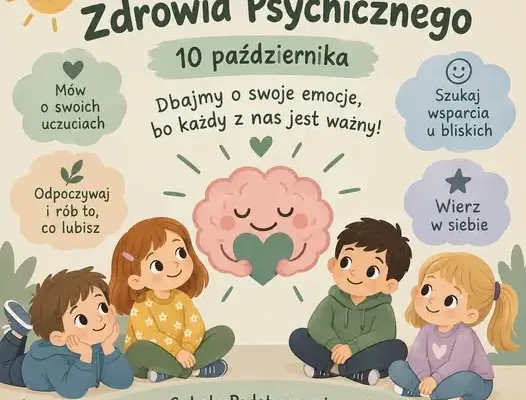Światowy Dzień Zdrowia Psychicznego – 10 października. Szkoła Podstawowa nr 1 w Polkowicach przypomina: zdrowie psychiczne jest równie ważne jak fizyczne
