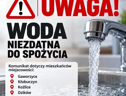Woda z wodociągu Kłobuczyn niezdatna do spożycia – komunikat dla mieszkańców gminy Gaworzyce