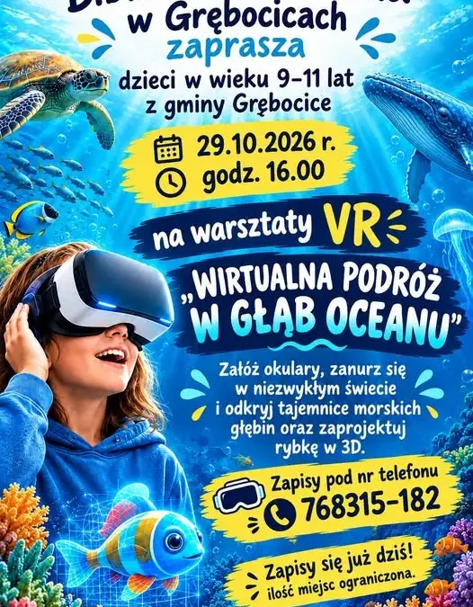 Warsztaty VR w Grębocicach: dzieci odkryją ocean i zaprojektują własną rybkę 3D