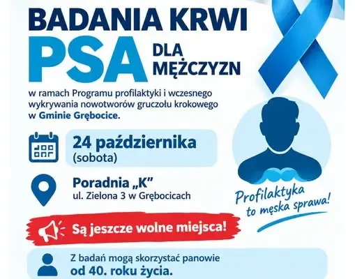 Bezpłatne badania PSA w Grębocicach – zapisy jeszcze otwarte