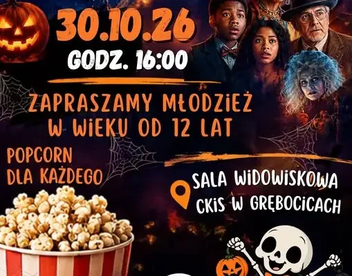 Halloweenowy seans filmowy w Grębocicach – zaproszenie dla młodzieży
