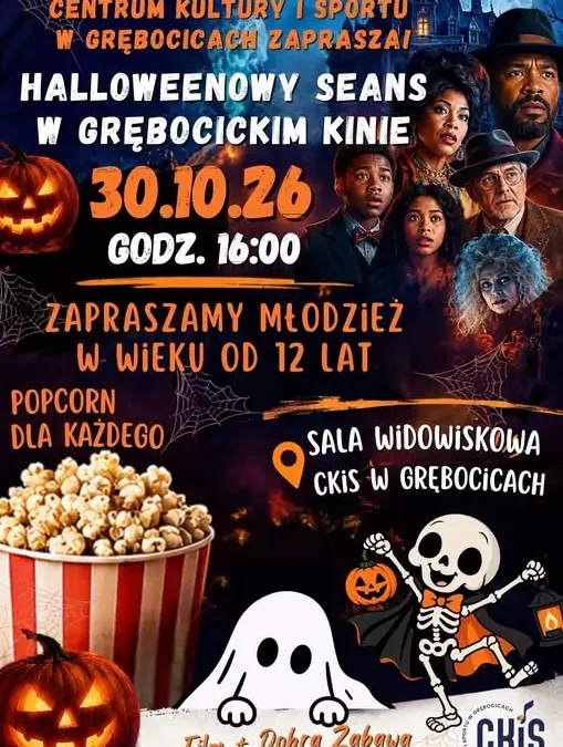 Halloweenowy seans filmowy w Grębocicach – zaproszenie dla młodzieży