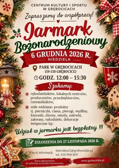 Jarmark Bożonarodzeniowy w Grębocicach – zaproszenie dla wystawców