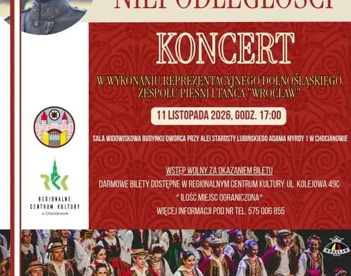 Chocianów: Koncert niepodległościowy z Zespołem „Wrocław” – 11 listopada 2026