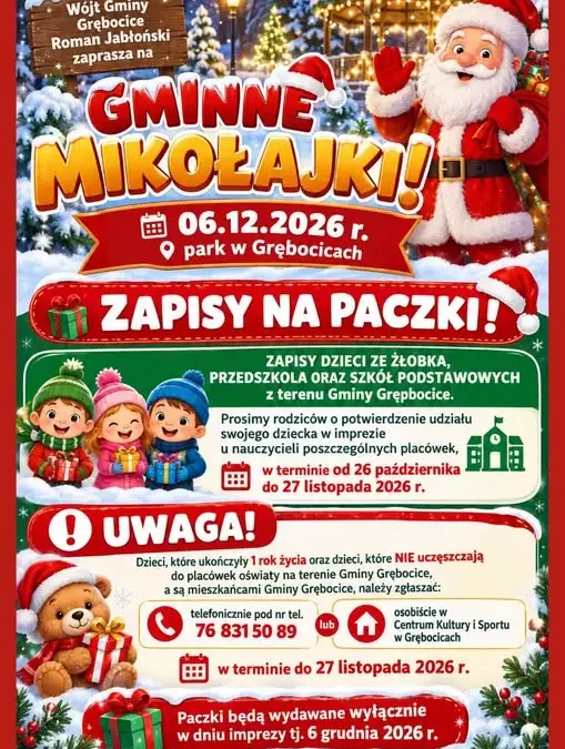 Gminne Mikołajki w Grębocicach – trwają zapisy na paczki dla dzieci